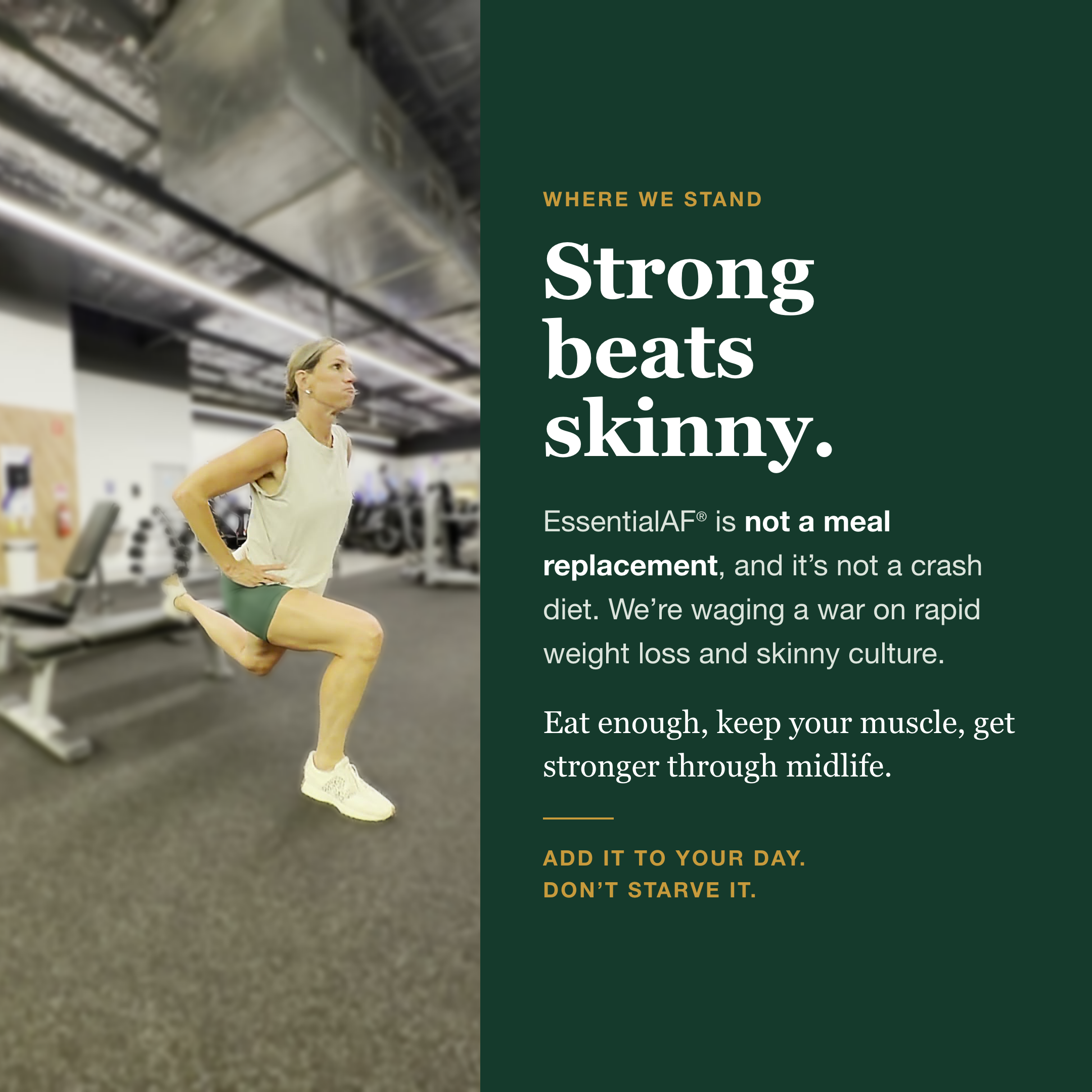 Strong beats skinny, EssentialAF is not a meal replacement